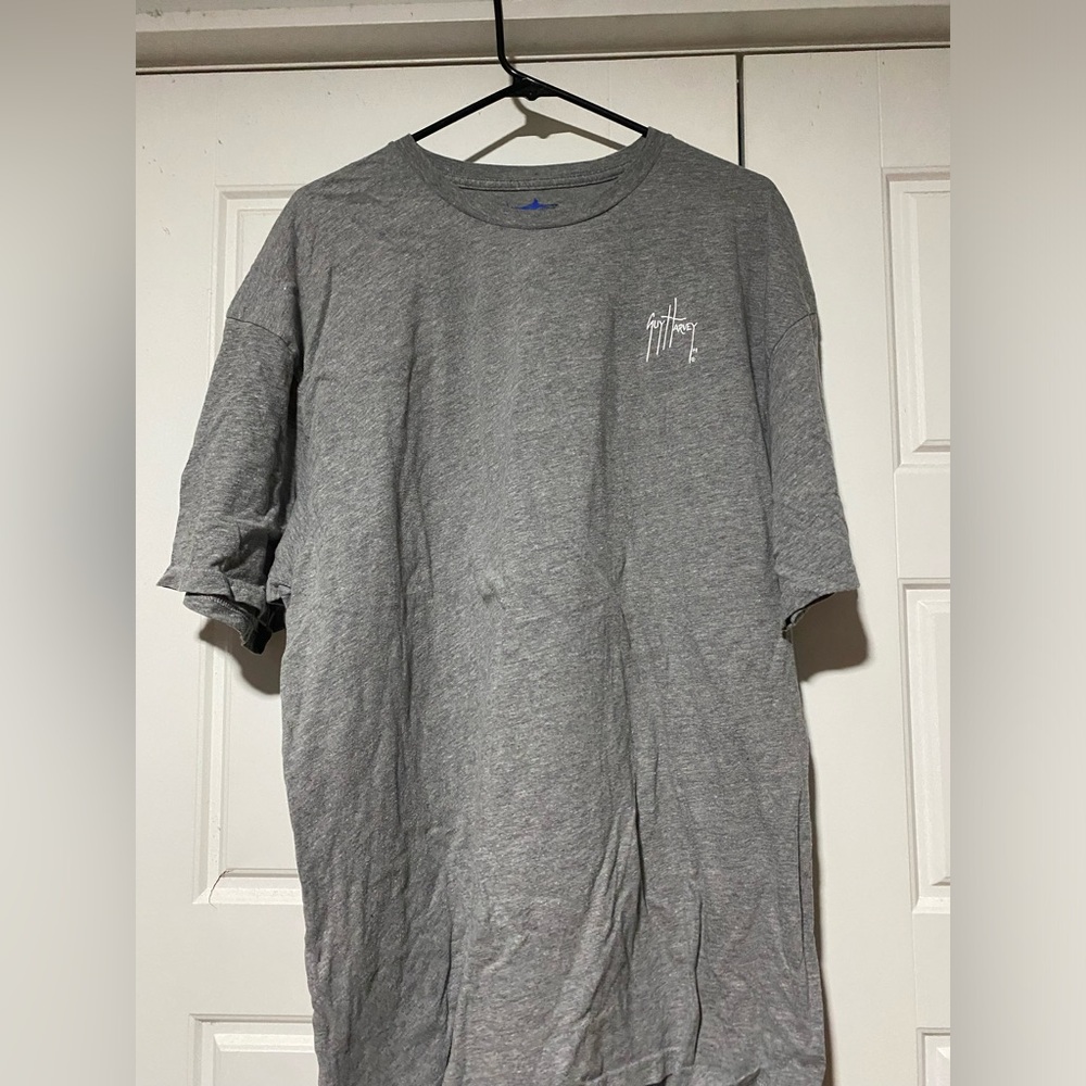 Guy Harvey Mens Size 2XL Crew Neck Short Sleeve Classic Fit Graphic T Shirt Gray